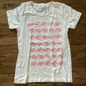 J. Crew Collector Pink and Metallic Gold Elephant Graphic Tee Small